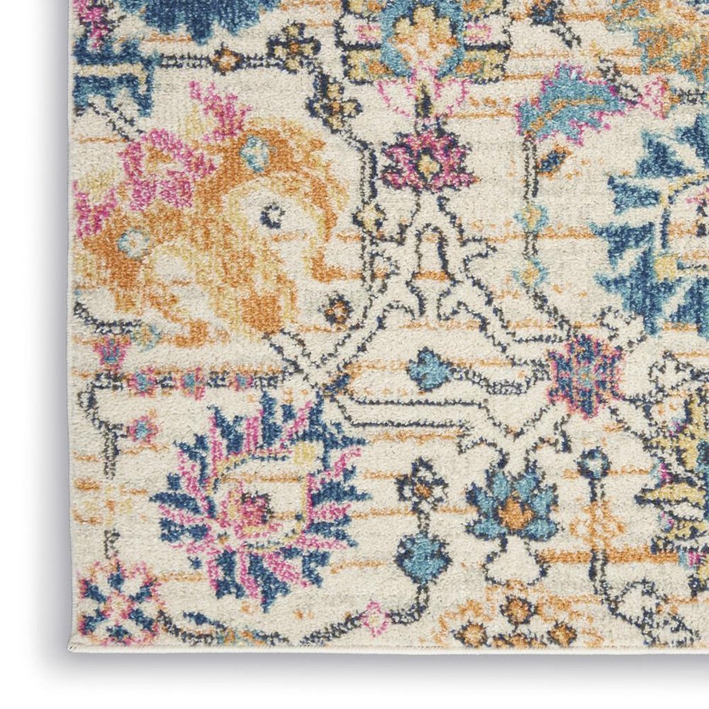 4' X 6' Ivory And Blue Floral Area Rug
