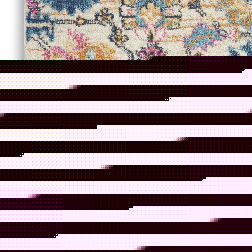 4' X 6' Ivory And Blue Floral Area Rug