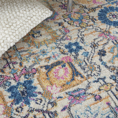 4' X 6' Ivory And Blue Floral Area Rug