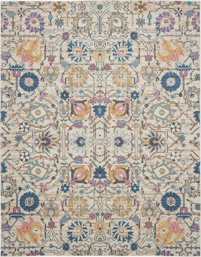 2' X 3' Ivory And Blue Floral Area Rug