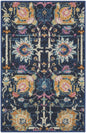2' X 3' Navy Blue Yellow And Pink Floral Area Rug