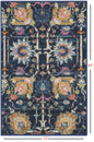 7' X 10' Navy Blue Floral Power Loom Area Rug