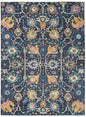 4' X 6' Navy Blue Yellow And Pink Floral Area Rug