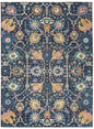 4' X 6' Navy Blue Yellow And Pink Floral Area Rug