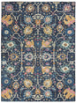 4' X 6' Navy Blue Floral Power Loom Area Rug