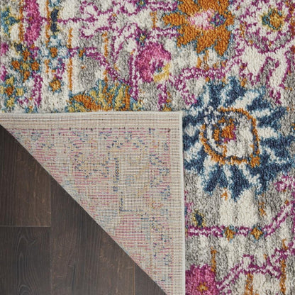 8' X 10' Silver Gray And Pink Floral Distressed Area Rug