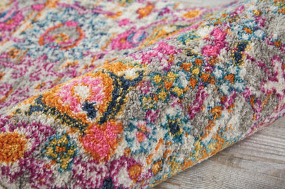 4' X 6' Silver Gray And Pink Floral Distressed Area Rug