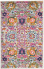 4' X 6' Silver Gray And Pink Floral Distressed Area Rug
