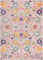 5' X 7' Gray And Pink Floral Distressed Area Rug