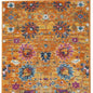 8' Blue And Orange Floral Distressed Runner Rug
