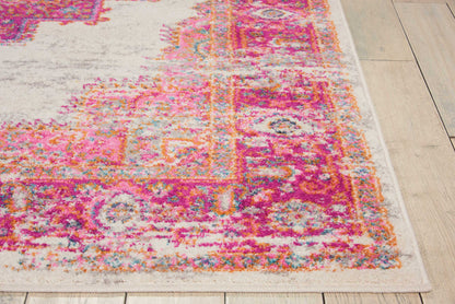 5' X 7' Gray Blue And Orange Ogee Distressed Area Rug