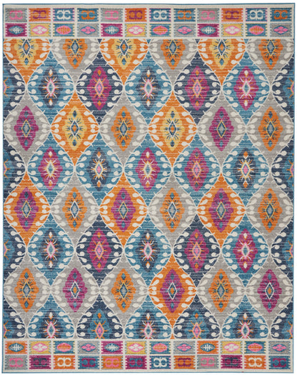 2' X 3' Ivory And Blue Ogee Distressed Area Rug