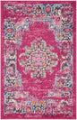 2' X 3' Fuchsia And Blue Oriental Distressed Area Rug