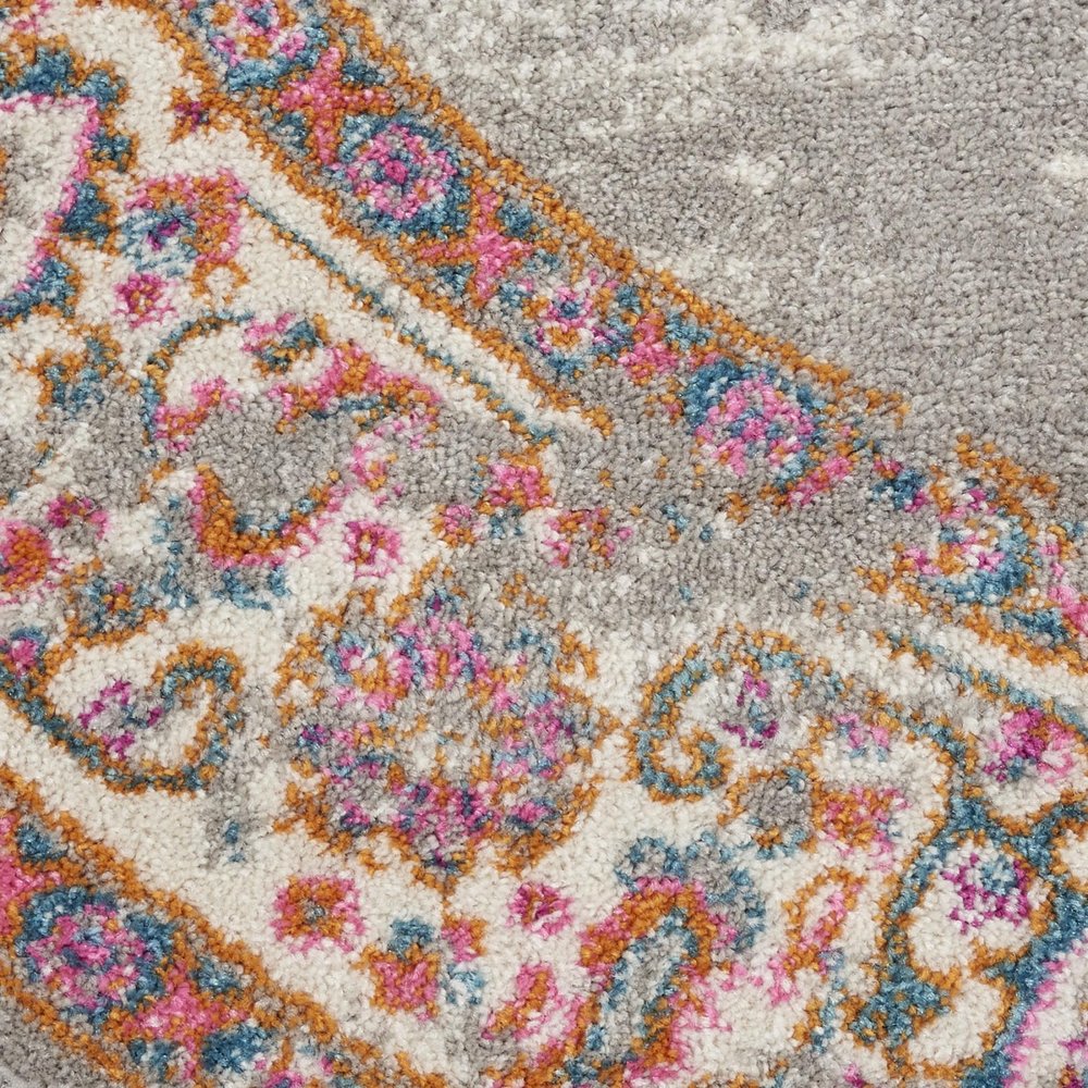 7' X 10' Gray And Gold Medallion Distressed Area Rug