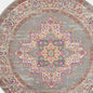 4' Gray And Gold Medallion Distressed Round Rug