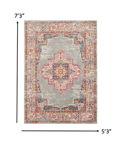 5' X 7' Gray Power Loom Area Rug