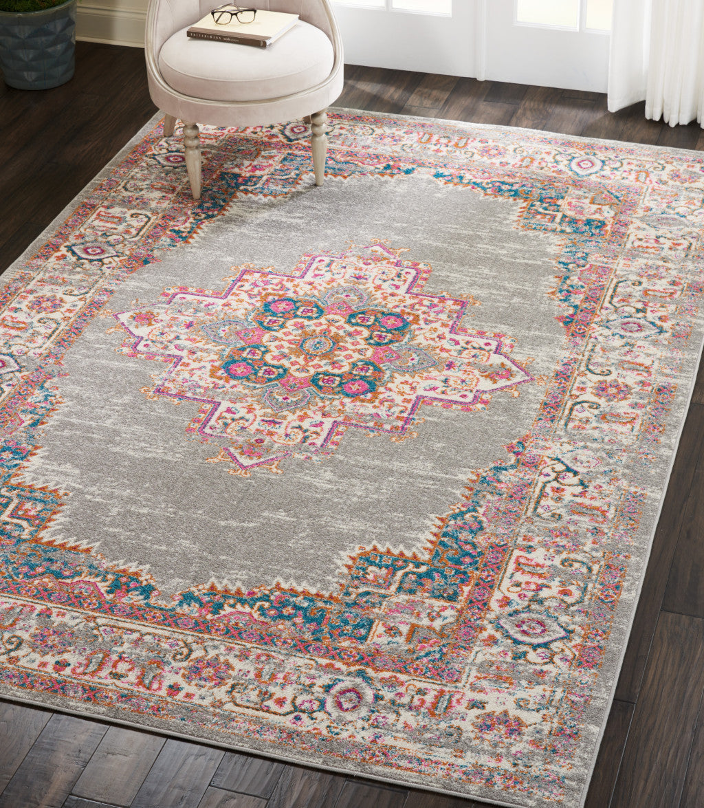 5' X 7' Gray Power Loom Area Rug