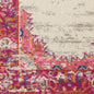 6' Ivory And Fuchsia Oriental Distressed Runner Rug