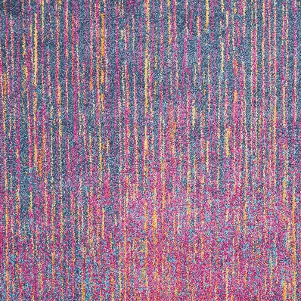 5' X 7' Blue And Orange Abstract Area Rug