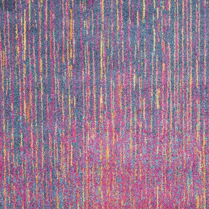 5' X 7' Blue And Orange Abstract Area Rug