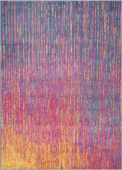 8' X 10' Blue And Orange Abstract Area Rug