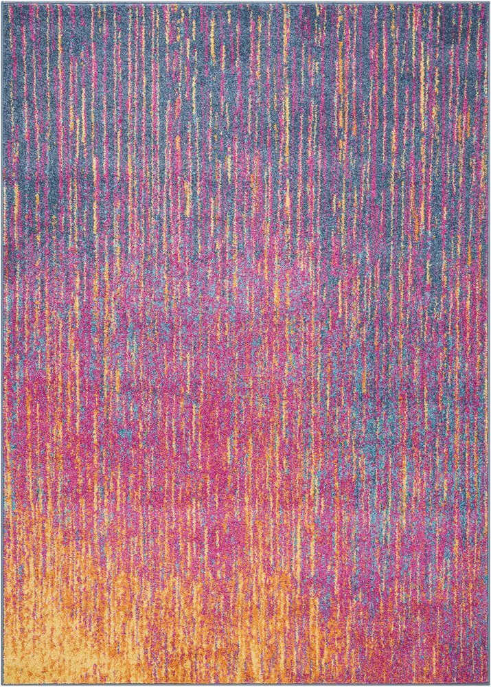 8' X 10' Blue And Orange Abstract Area Rug