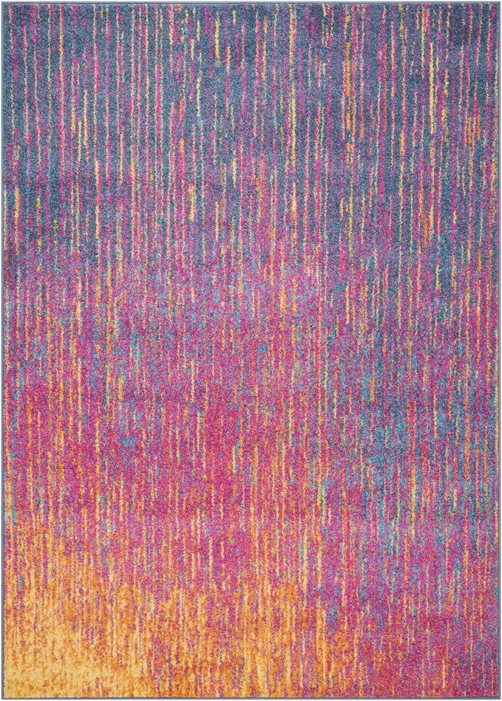 8' X 10' Blue And Orange Abstract Area Rug