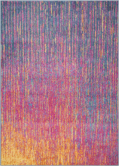 8' X 10' Blue And Orange Abstract Area Rug
