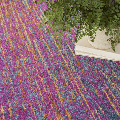 5' X 7' Blue And Orange Abstract Area Rug