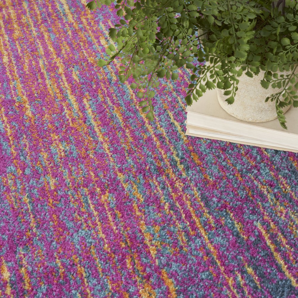 8' X 10' Blue And Orange Abstract Area Rug