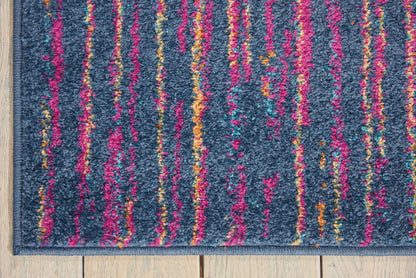 5' X 7' Blue And Pink Abstract Power Loom Area Rug