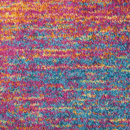 5' X 7' Blue And Pink Abstract Power Loom Area Rug