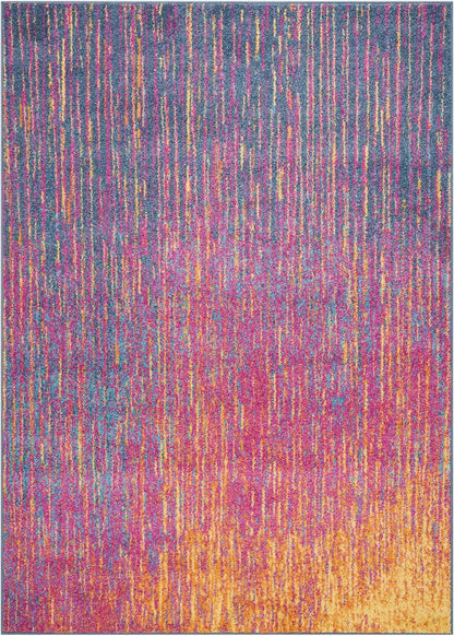 8' X 10' Blue And Orange Abstract Area Rug