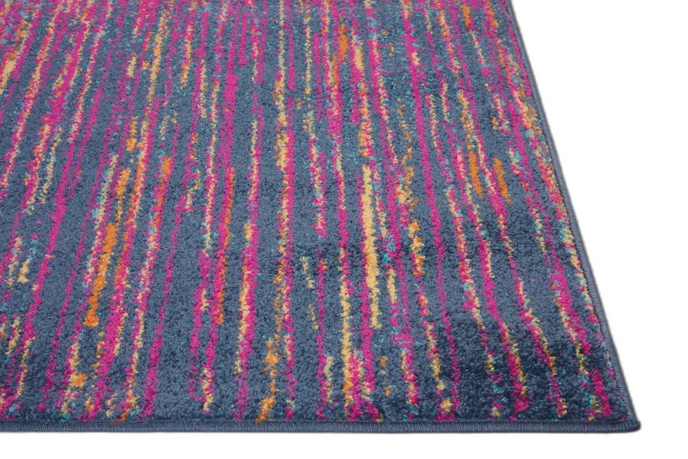 8' X 10' Blue And Orange Abstract Area Rug