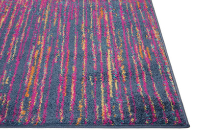 5' X 7' Blue And Pink Abstract Power Loom Area Rug