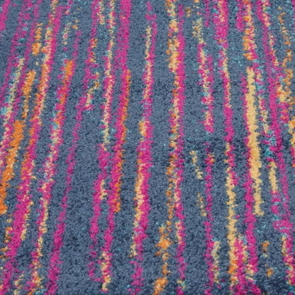 8' X 10' Blue And Orange Abstract Area Rug