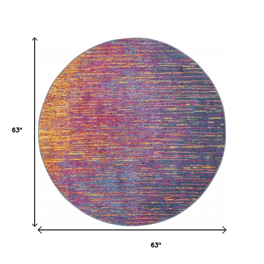 5' X 7' Blue And Orange Abstract Area Rug