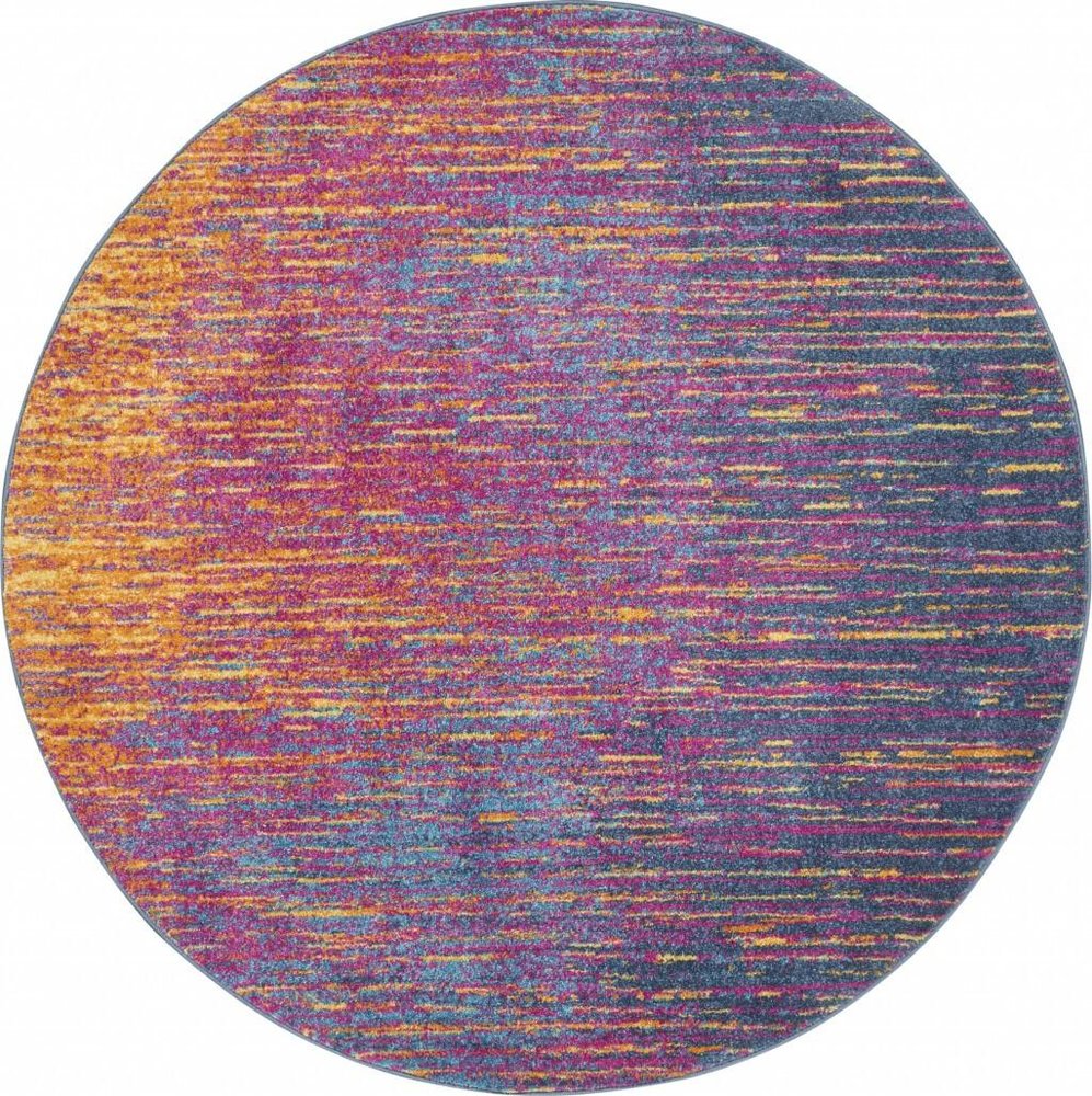 5' X 7' Blue And Orange Abstract Area Rug