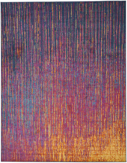 5' X 7' Blue And Pink Abstract Power Loom Area Rug