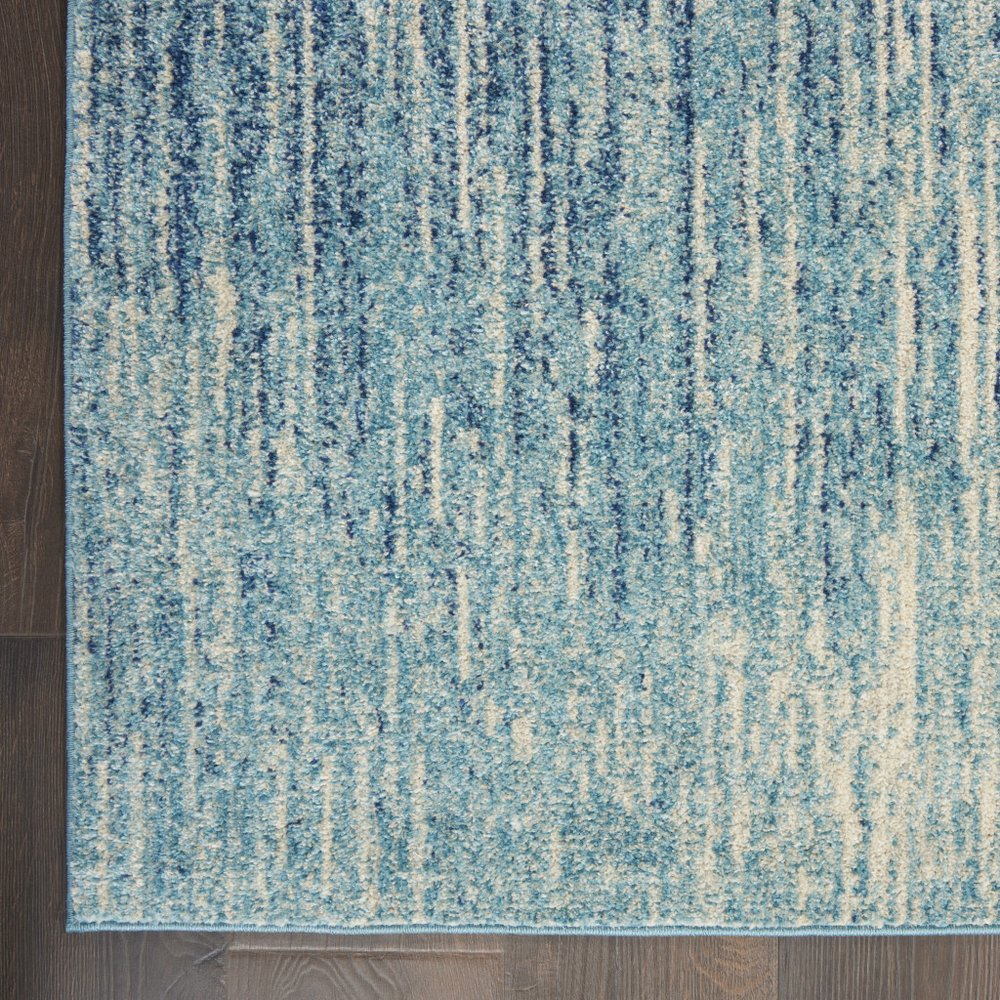10' Blue And Ivory Abstract Runner Rug