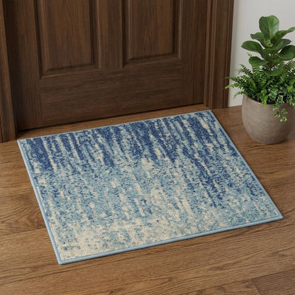 4' X 6' Blue And Ivory Abstract Area Rug