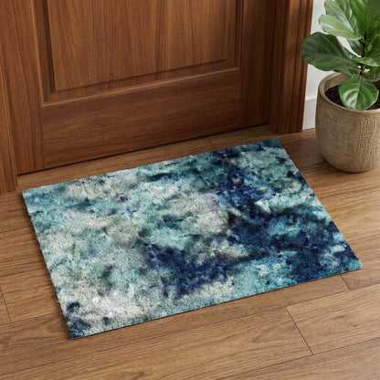 2' X 3' Blue And Ivory Abstract Area Rug