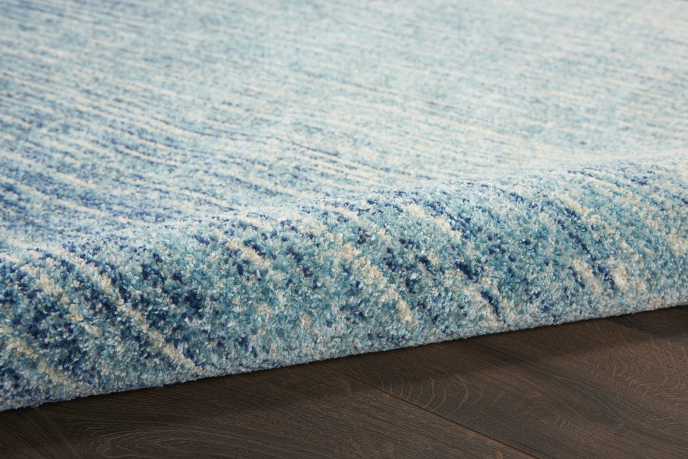 8' Blue And Ivory Abstract Runner Rug