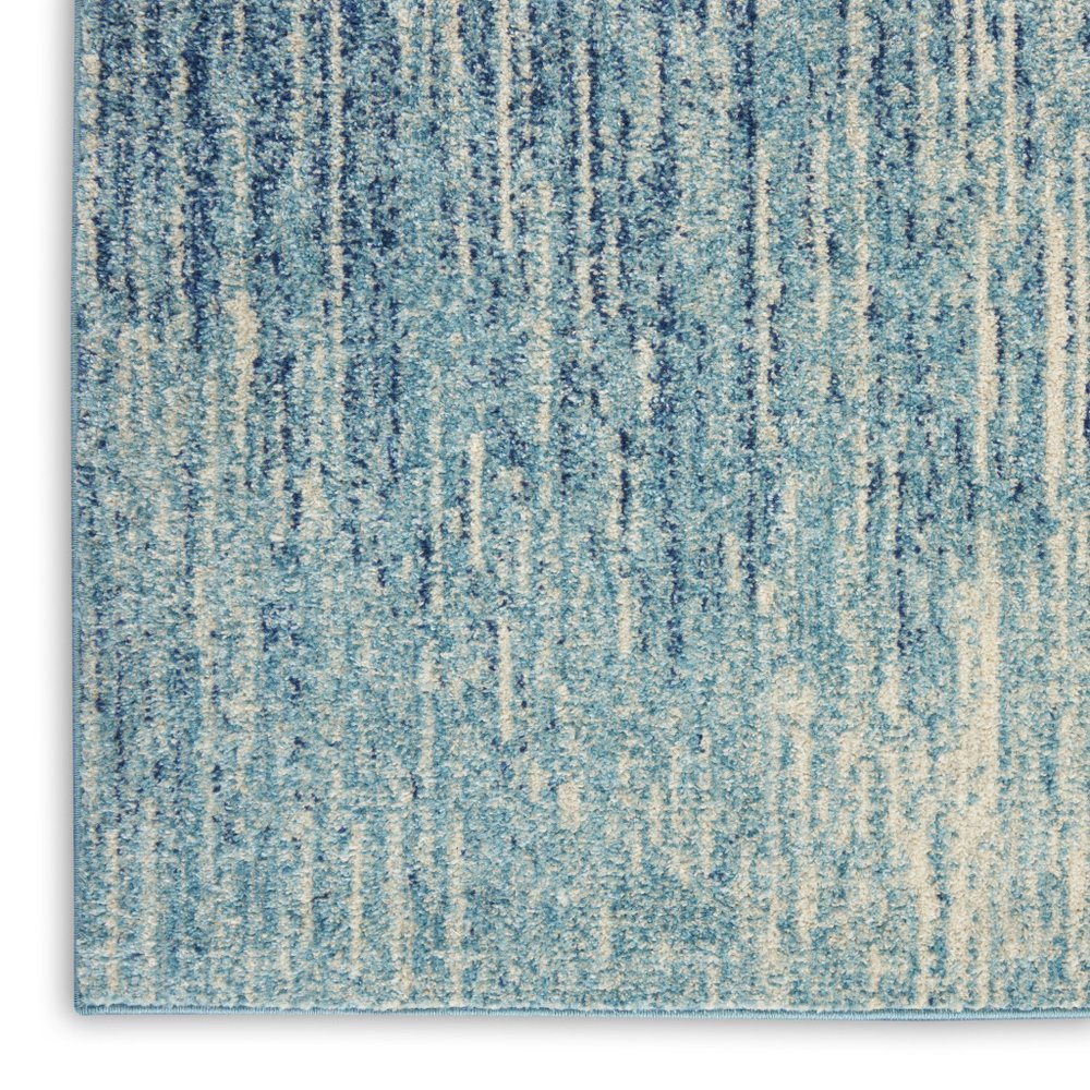 10' Blue And Ivory Abstract Runner Rug