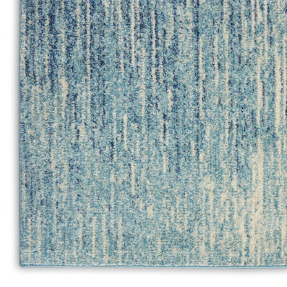 10' Blue And Ivory Abstract Runner Rug