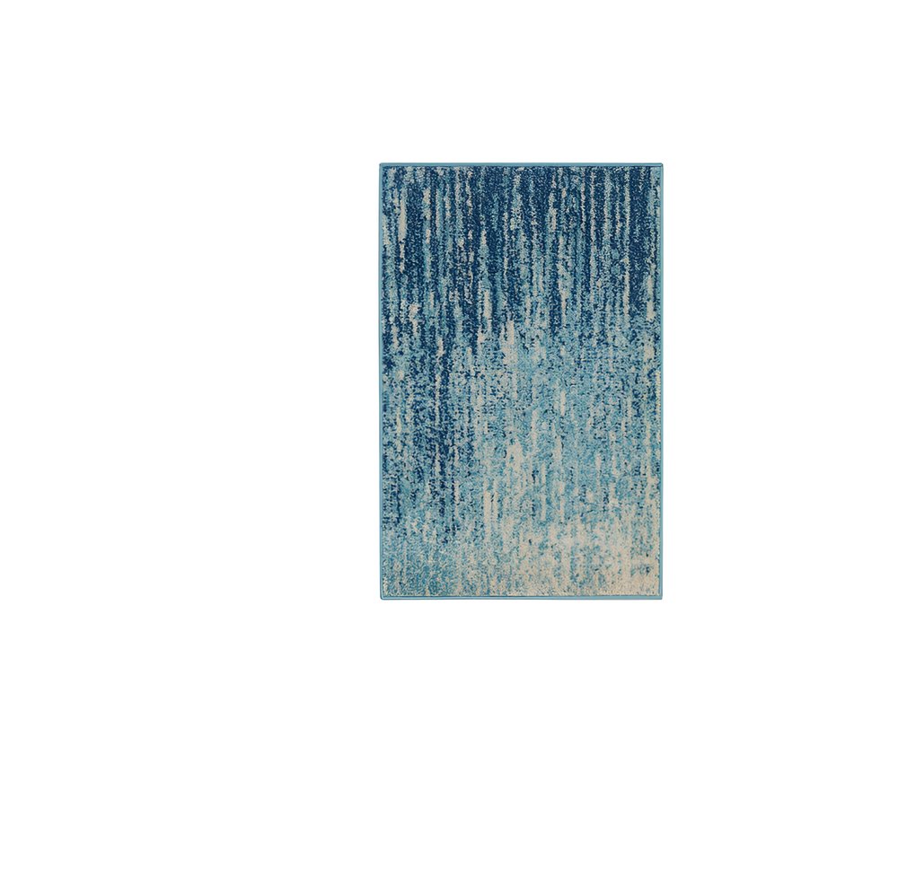 8' Blue And Ivory Abstract Runner Rug