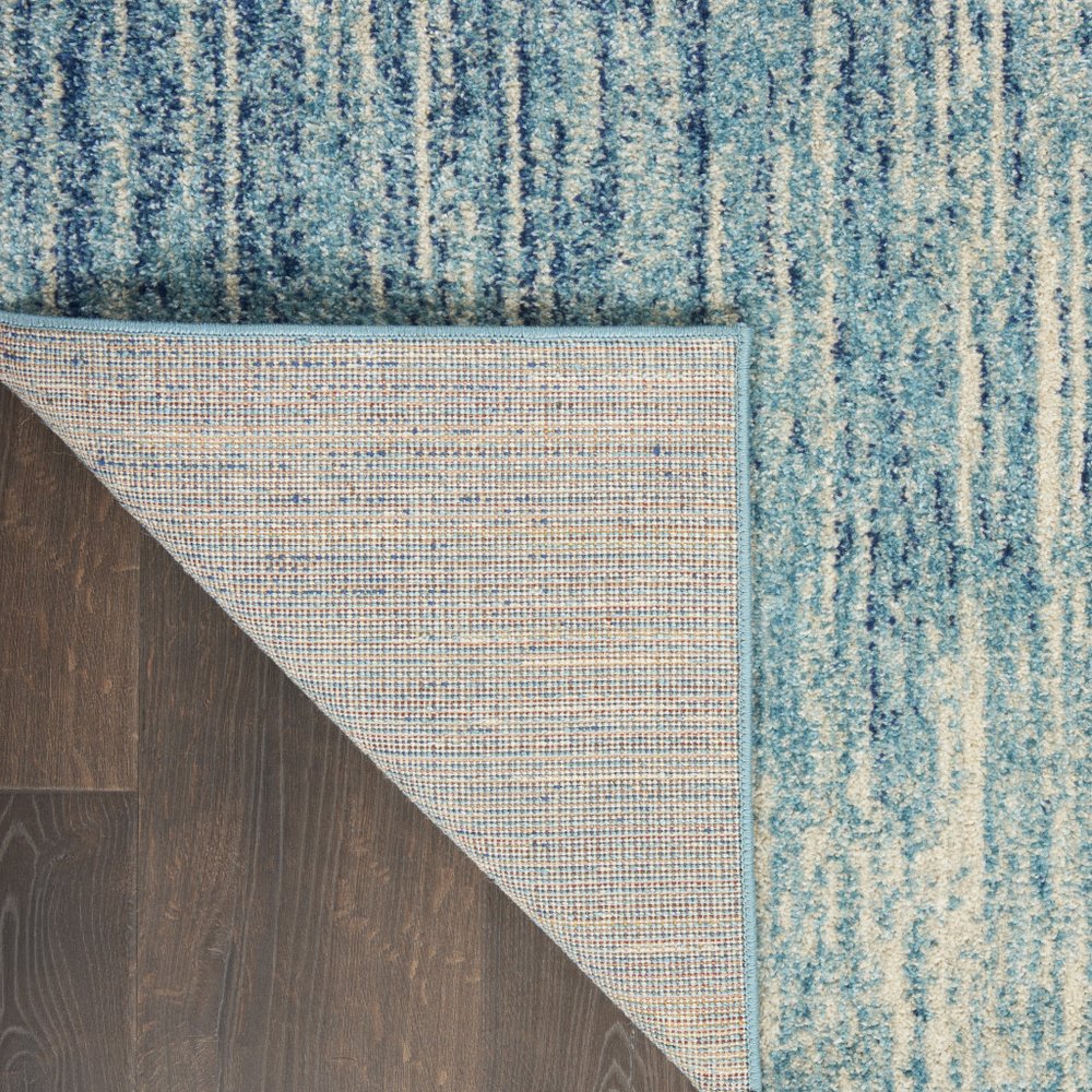 8' Blue And Ivory Abstract Runner Rug