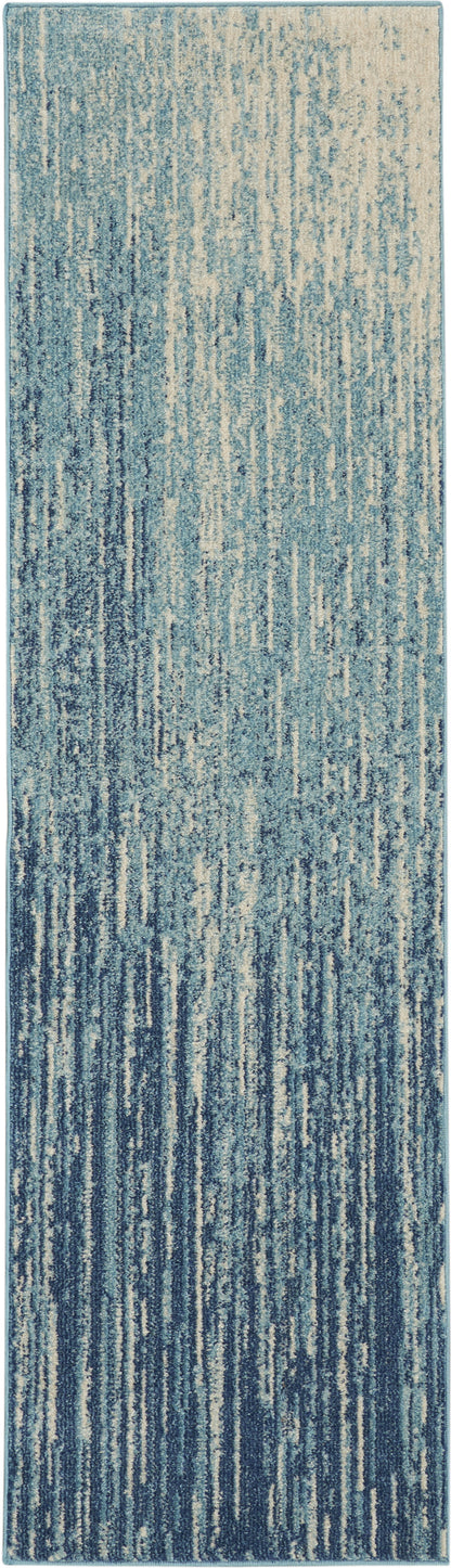 2' X 3' Blue and Ivory Abstract Power Loom Area Rug