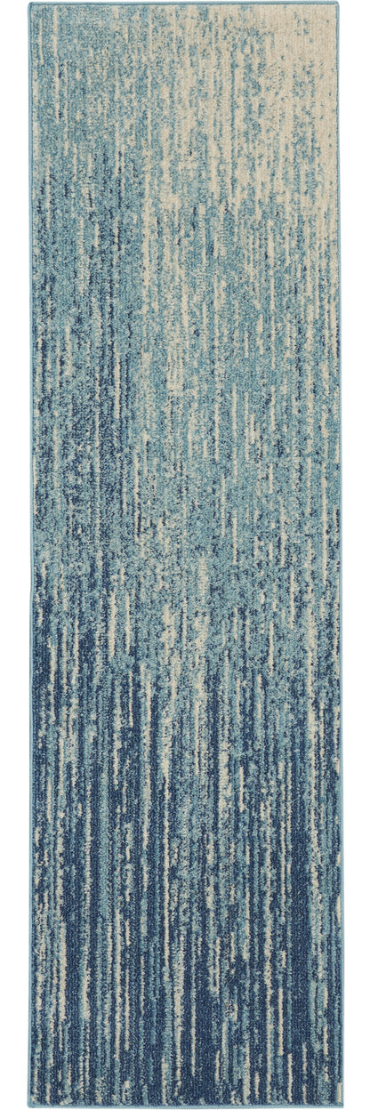 2' X 3' Blue and Ivory Abstract Power Loom Area Rug