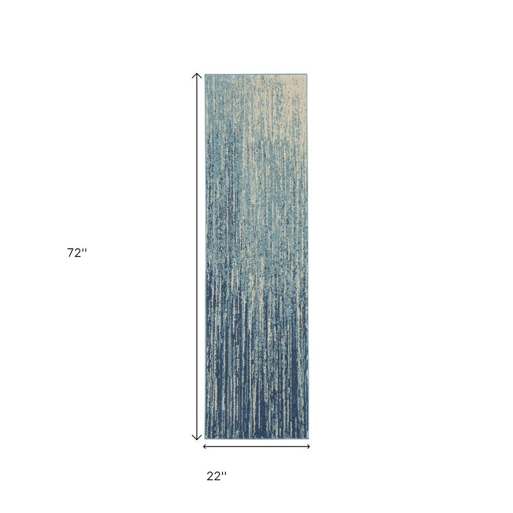 4' X 6' Blue And Ivory Abstract Area Rug